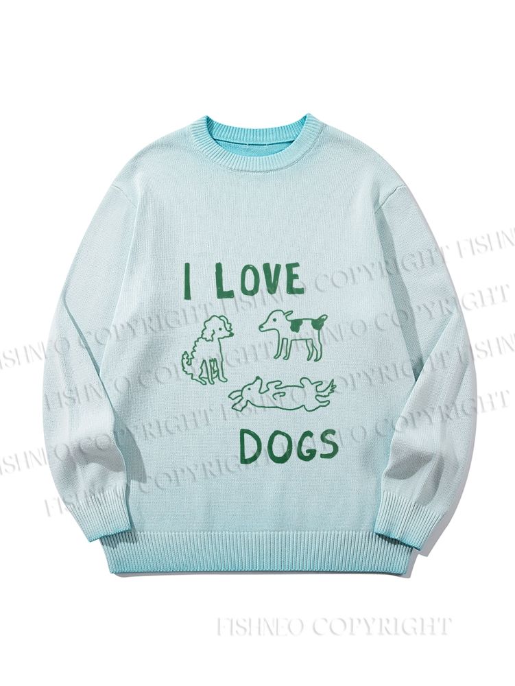 Unisex I Love Dogs Gradient Casual sweater