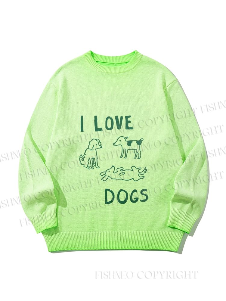 Unisex I Love Dogs Gradient Casual sweater
