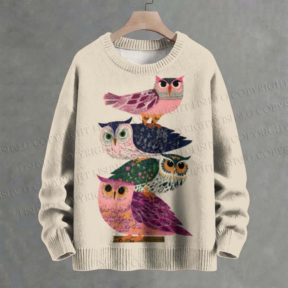 Vintage Owls Crew Neck Sweater