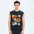 Unisex Spongebob Halloween Printed Washed Tank Top