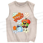 Unisex Spongebob Halloween Printed Washed Tank Top