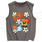 Unisex Spongebob Halloween Printed Washed Tank Top