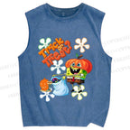 Unisex Spongebob Halloween Printed Washed Tank Top