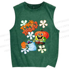 Unisex Spongebob Halloween Printed Washed Tank Top
