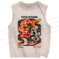 Unisex Yayoi Kusama Koi Fish Printed Washed Tank Top