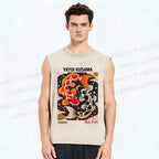 Unisex Yayoi Kusama Koi Fish Printed Washed Tank Top