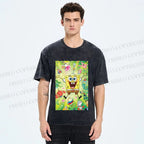 Unisex Spongebob Green Poster Printed Washed Tee