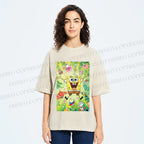 Unisex Spongebob Green Poster Printed Washed Tee
