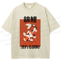 Unisex Japanese Koi Fish Printed Washed Tee