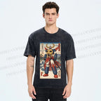 Unisex Japanese Ukiyo-e Mazinger Z Printed Washed Tee