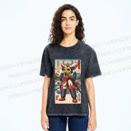 Unisex Japanese Ukiyo-e Mazinger Z Printed Washed Tee