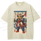 Unisex Japanese Ukiyo-e Mazinger Z Printed Washed Tee