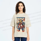 Unisex Japanese Ukiyo-e Mazinger Z Printed Washed Tee