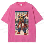 Unisex Japanese Ukiyo-e Mazinger Z Printed Washed Tee