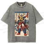 Unisex Japanese Ukiyo-e Mazinger Z Printed Washed Tee