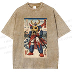 Unisex Japanese Ukiyo-e Mazinger Z Printed Washed Tee