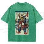 Unisex Japanese Ukiyo-e Mazinger Z Printed Washed Tee