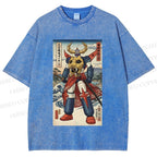 Unisex Japanese Ukiyo-e Mazinger Z Printed Washed Tee