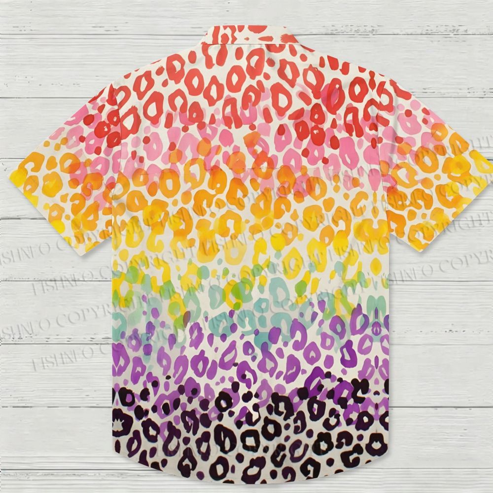 Lepord Print in Rainbow Hawaiian Shirt