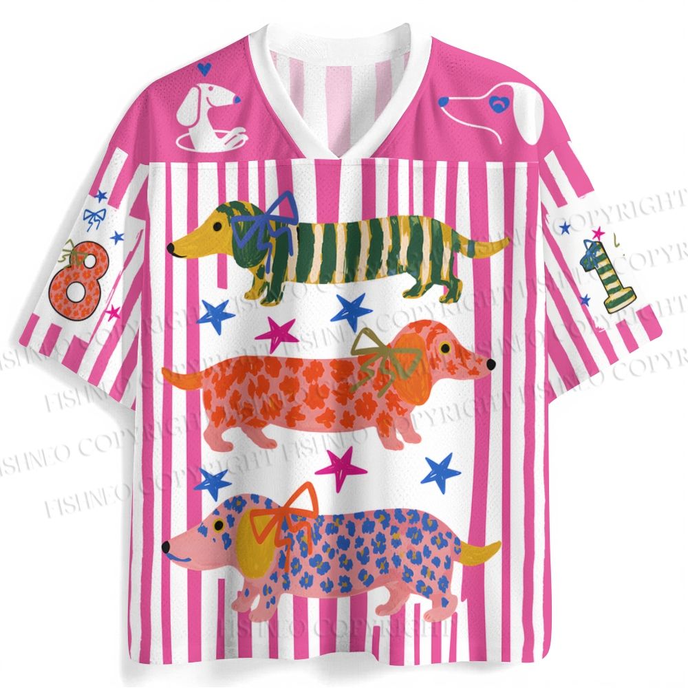 Festive Striped Dachshund Jersey Shirts