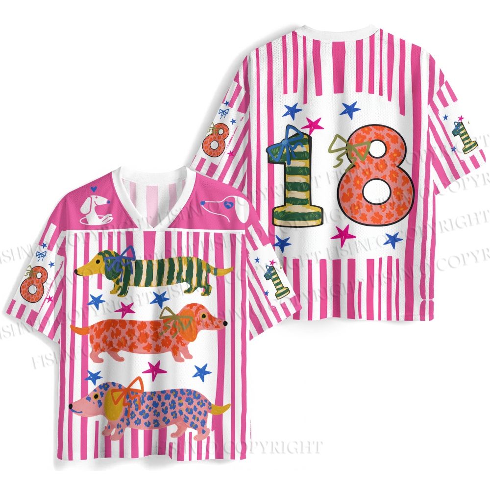 Festive Striped Dachshund Jersey Shirts