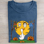 Halloween Goose Printed Folded Washed T-shirt