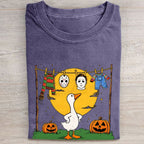 Halloween Goose Printed Folded Washed T-shirt