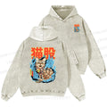 Unisex Casual Japanese Nekomata Printed Double-sided Washed Hoodie