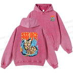 Unisex Casual Japanese Nekomata Printed Double-sided Washed Hoodie