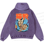 Unisex Casual Japanese Nekomata Printed Double-sided Washed Hoodie