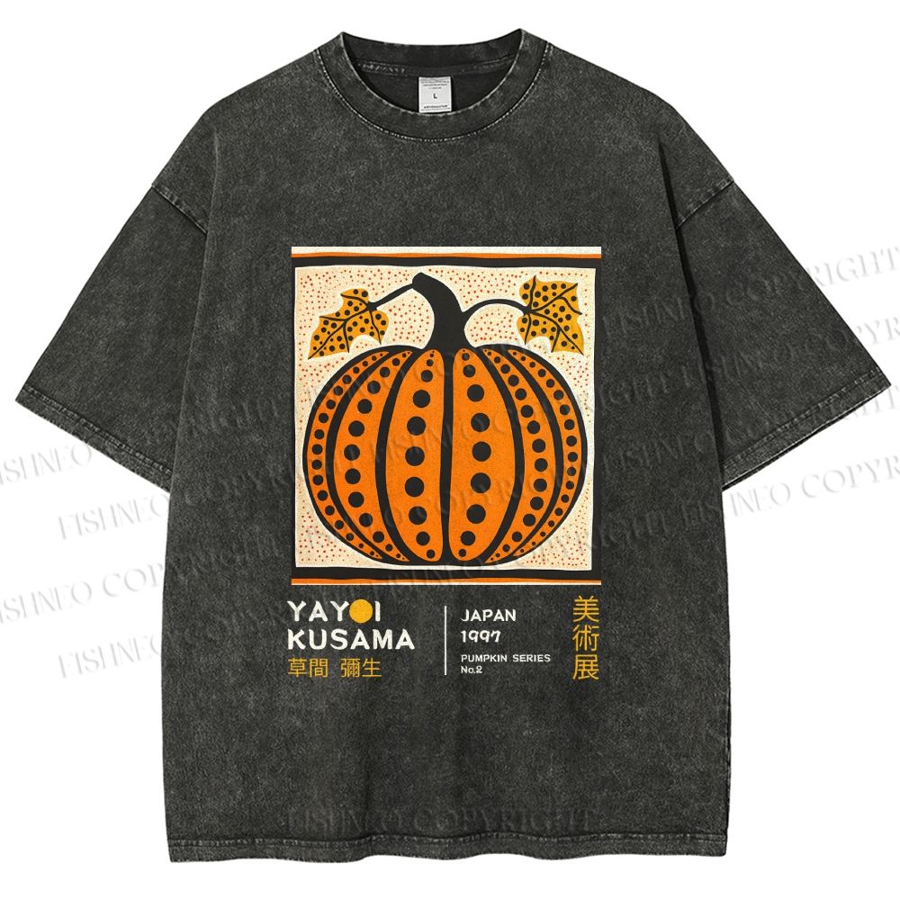 Unisex Yayoi Kusama Halloween Pumpkin Printed Washed Tee