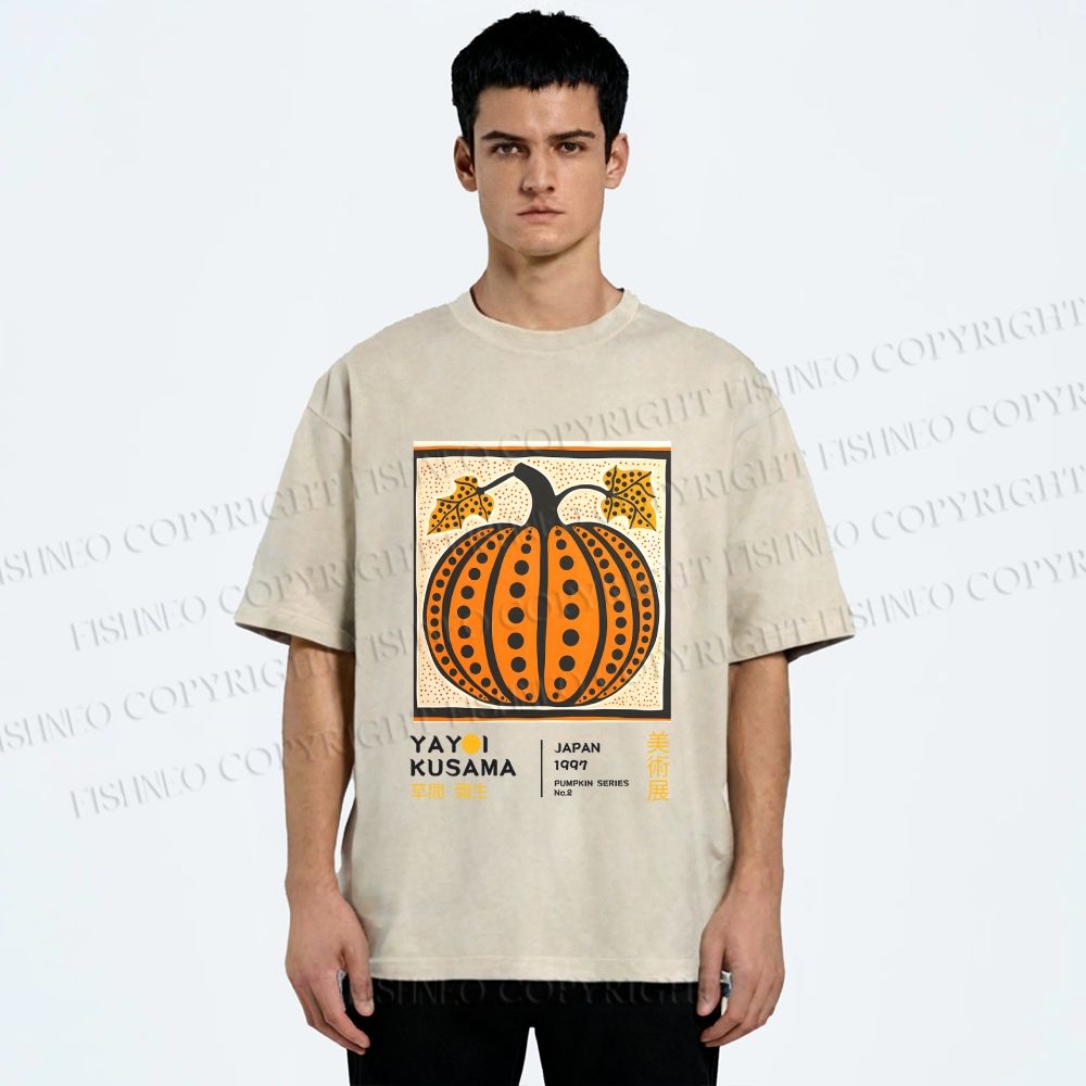Unisex Yayoi Kusama Halloween Pumpkin Printed Washed Tee