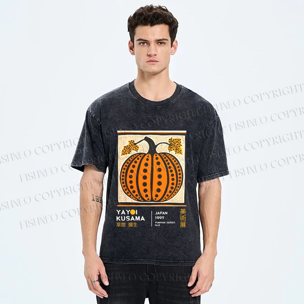 Unisex Yayoi Kusama Halloween Pumpkin Printed Washed Tee