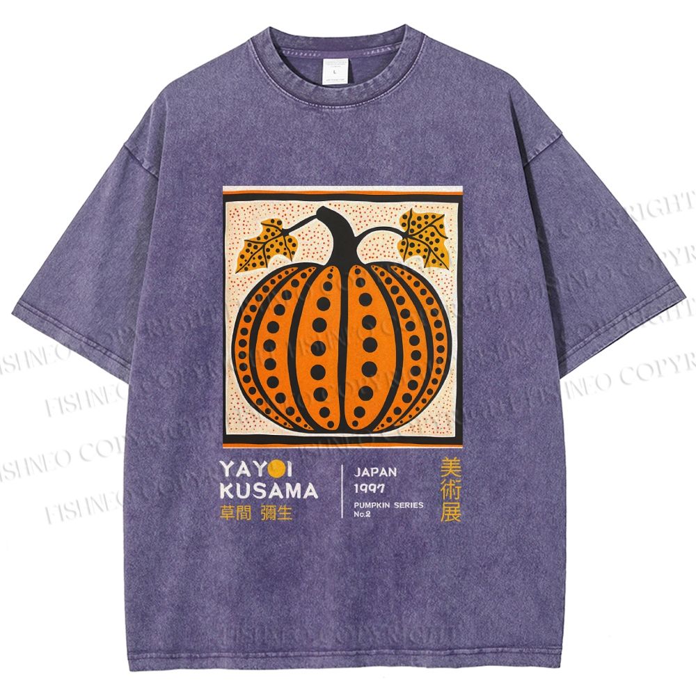 Unisex Yayoi Kusama Halloween Pumpkin Printed Washed Tee
