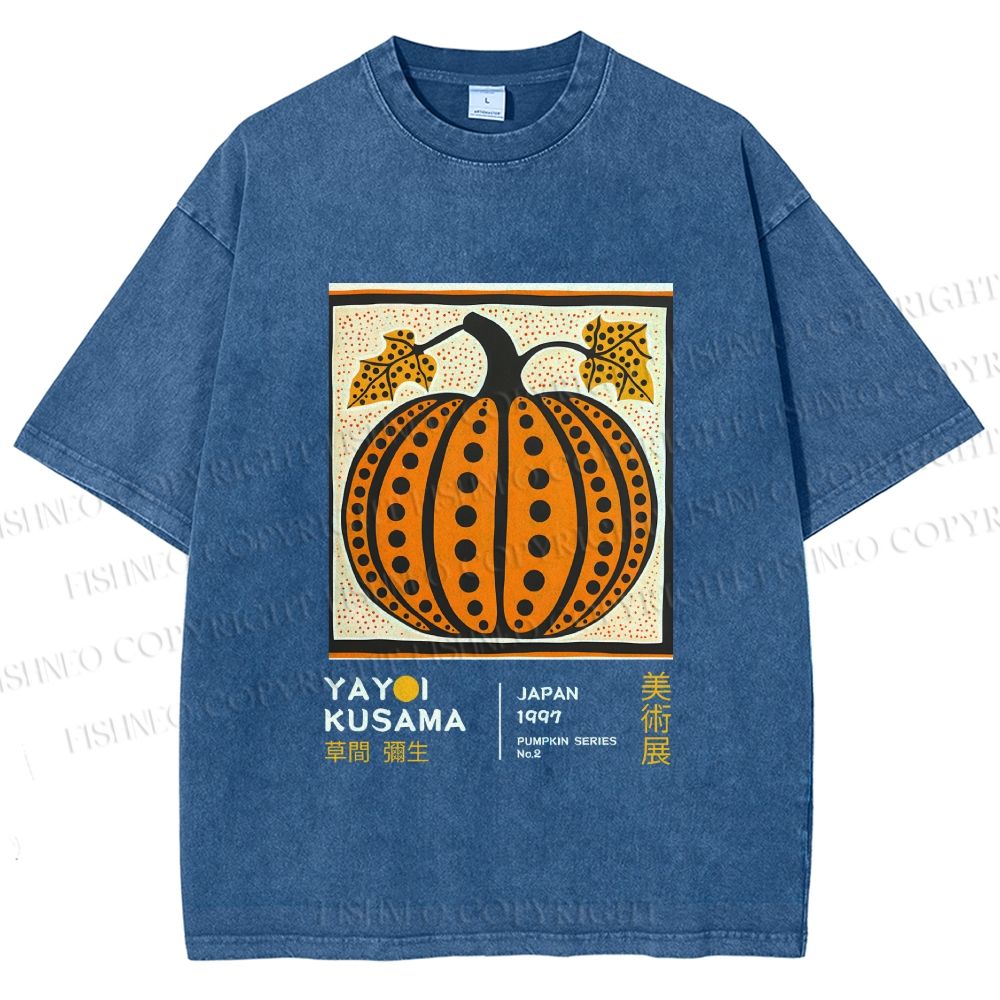 Unisex Yayoi Kusama Halloween Pumpkin Printed Washed Tee