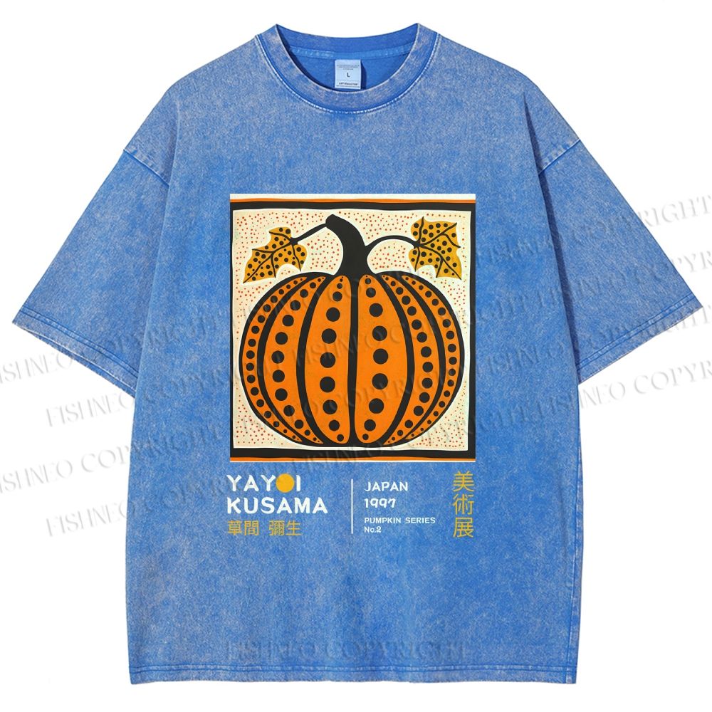 Unisex Yayoi Kusama Halloween Pumpkin Printed Washed Tee