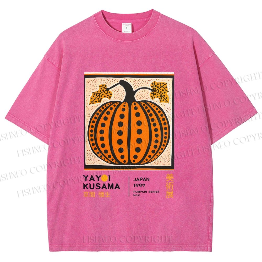 Unisex Yayoi Kusama Halloween Pumpkin Printed Washed Tee