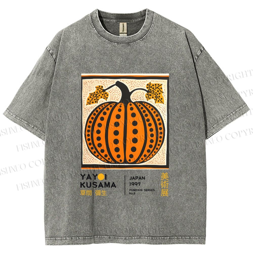 Unisex Yayoi Kusama Halloween Pumpkin Printed Washed Tee