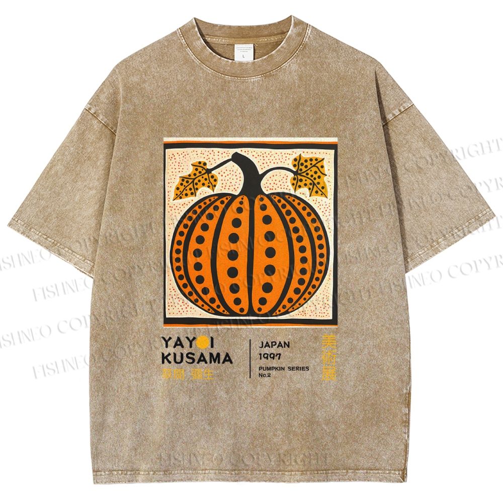 Unisex Yayoi Kusama Halloween Pumpkin Printed Washed Tee