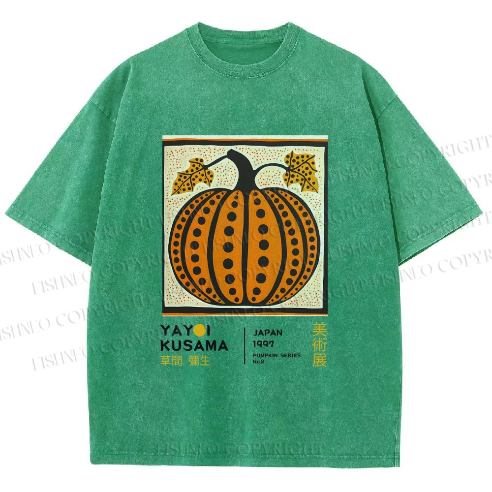 Unisex Yayoi Kusama Halloween Pumpkin Printed Washed Tee