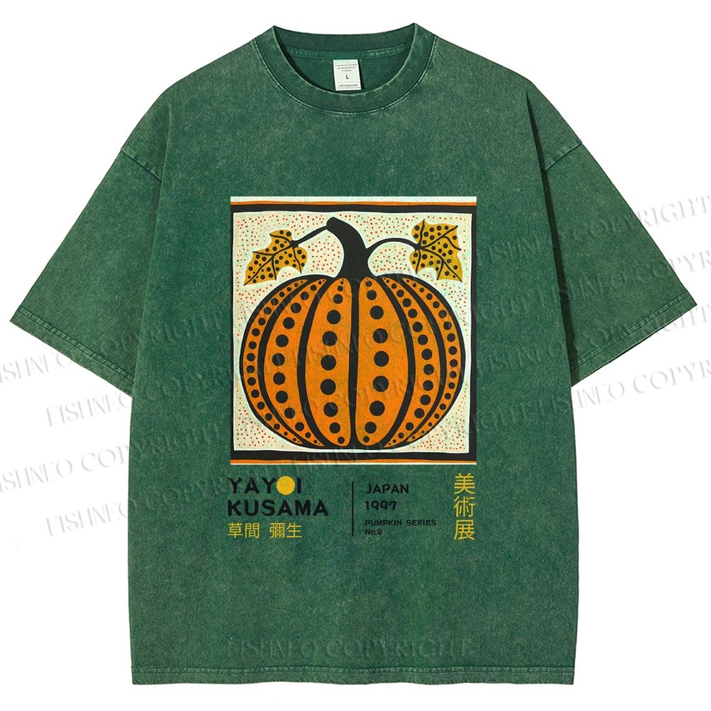 Unisex Yayoi Kusama Halloween Pumpkin Printed Washed Tee