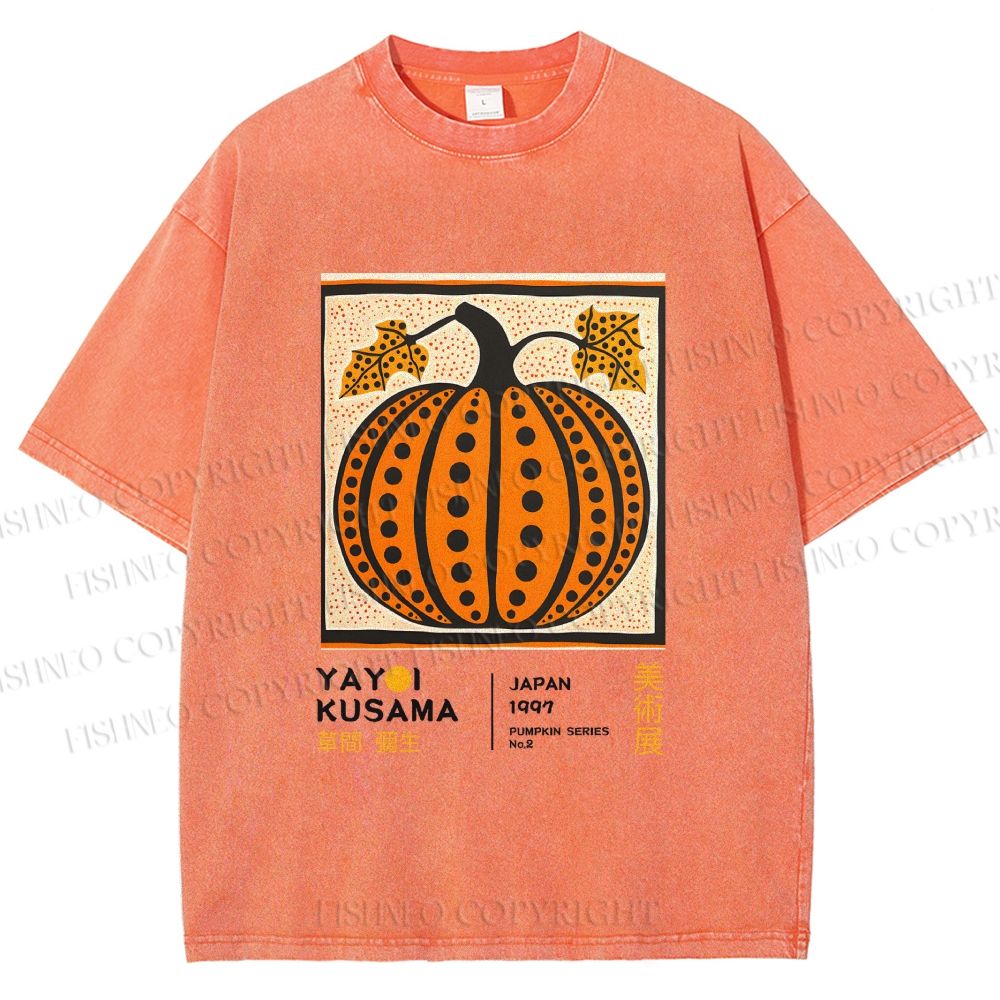 Unisex Yayoi Kusama Halloween Pumpkin Printed Washed Tee