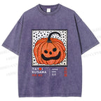 Unisex Yayoi Kusama Halloween Pumpkin Printed Washed Tee