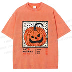 Unisex Yayoi Kusama Halloween Pumpkin Printed Washed Tee