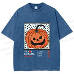 Unisex Yayoi Kusama Halloween Pumpkin Printed Washed Tee