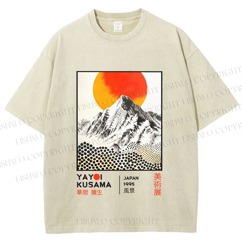 Unisex Yayoi Kusama Landscape Printed Washed Tee