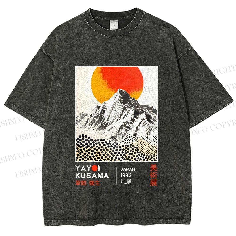 Unisex Yayoi Kusama Landscape Printed Washed Tee