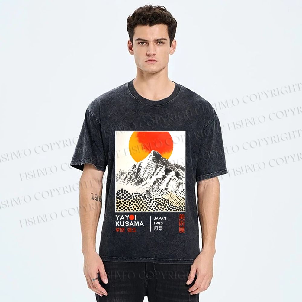 Unisex Yayoi Kusama Landscape Printed Washed Tee