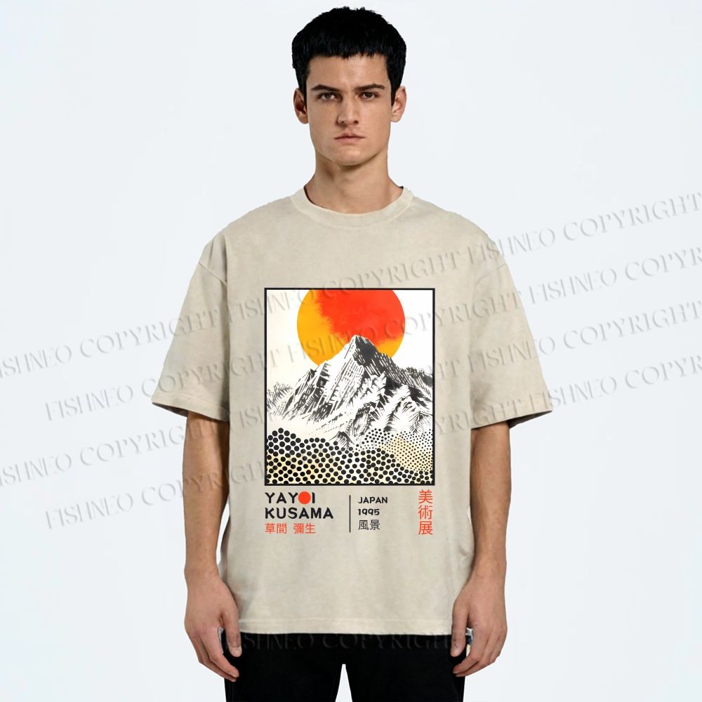 Unisex Yayoi Kusama Landscape Printed Washed Tee