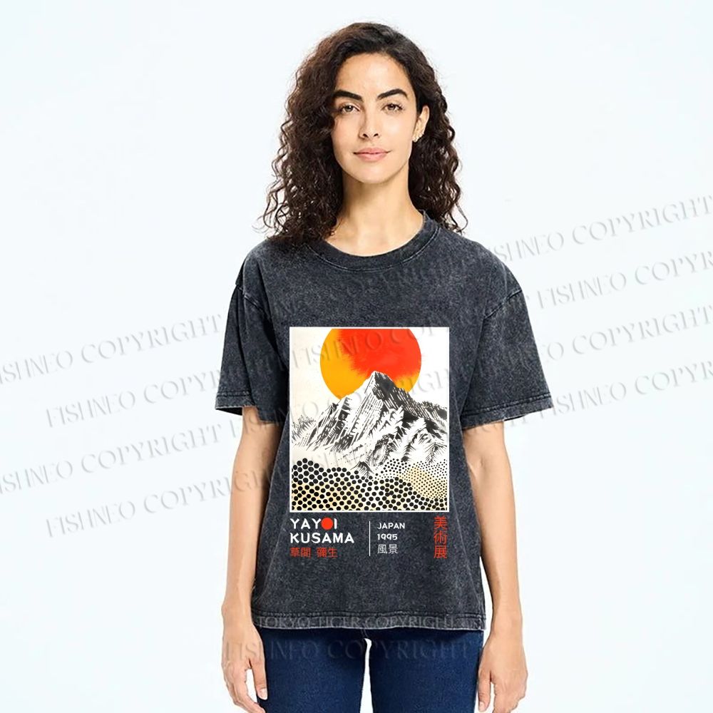 Unisex Yayoi Kusama Landscape Printed Washed Tee